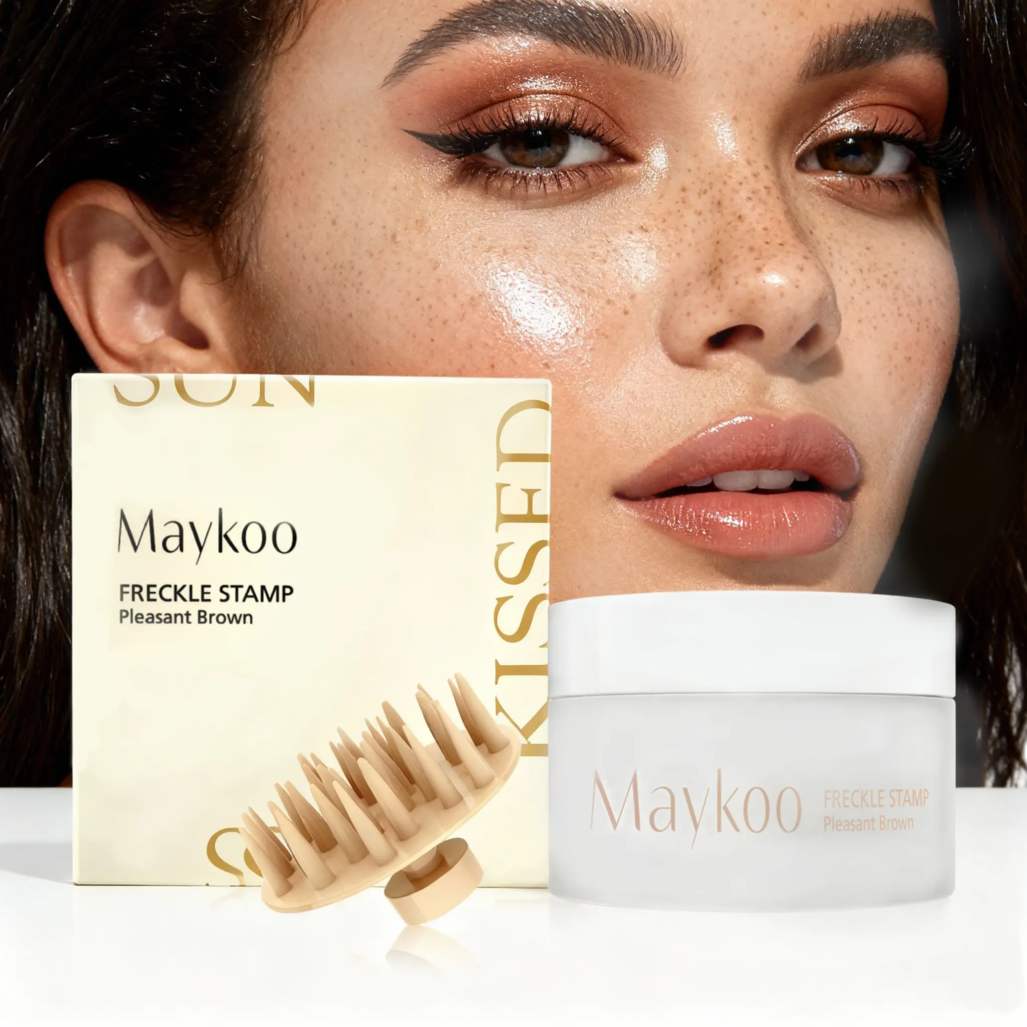 MAYKOO Freckles Stamp Marker, Freckle Cushion Natural like Freckle Makeup Fake Freckles Pen, Waterproof Long Lasting Quick Dry, Fake Freckles Stamp Air Cushion, Smooth, Sensitive, Compact, Brown, 15g, Gentle, High Quality Cosmetics,sunscreen