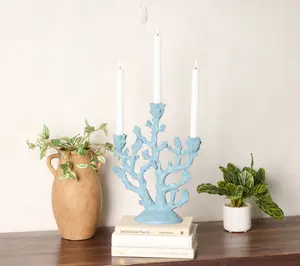 Home Reflections 14" Coral Candelabra w/ Flameless Taper
