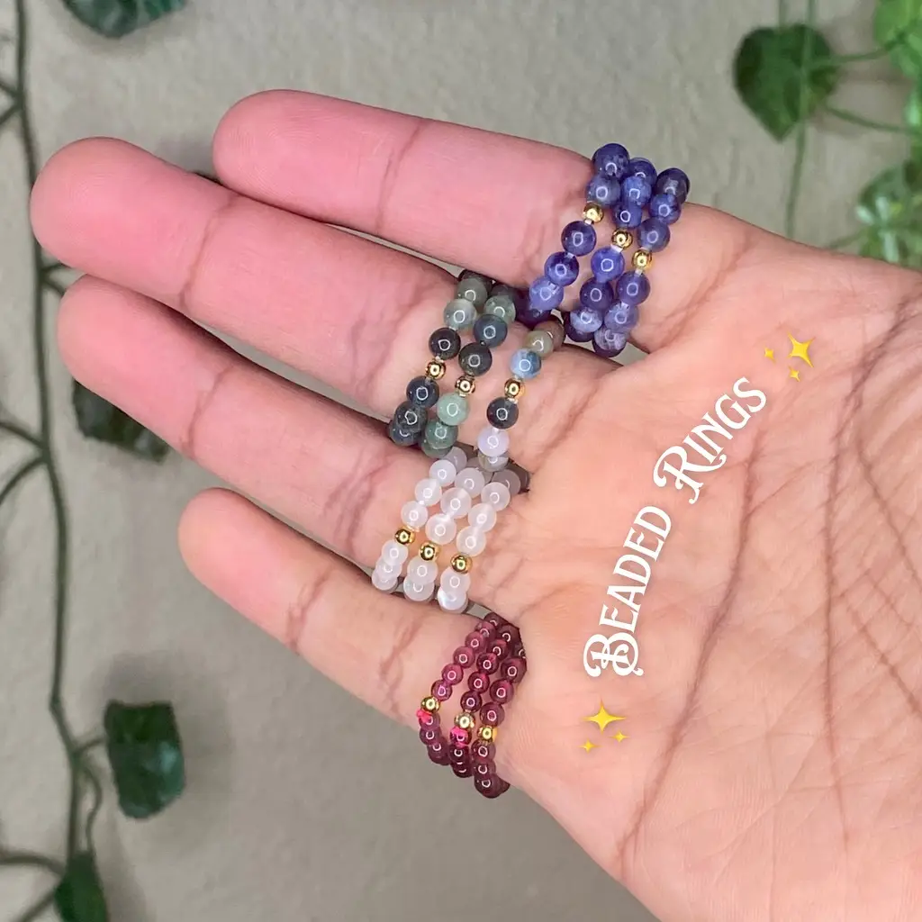 Stretchy Adjustable Mini Crystal Beaded Rings
