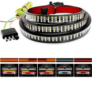 Nilight 60 Inch 504Leds Amber Red White Triple Row LED Tailgate Light Strip, Led Car Lights, Strobe Light Kit