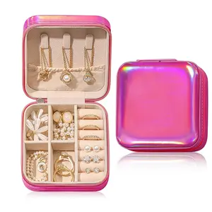 Jewelry Case Box Portable Small Travel Jewelry Organizer Necklace Earring Ring Storage Display Gift Box Travel Essentials