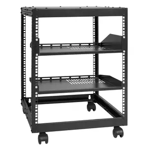 VEVOR 12U Server Rack,Open Frame Network Rack, Wall Mount Design with 2 Vented Rack Shelf & 4 Casters, 23''-40'' Adjustable Depth for Networking AV Gear & Mounting Hardware Audio Organiser Steel