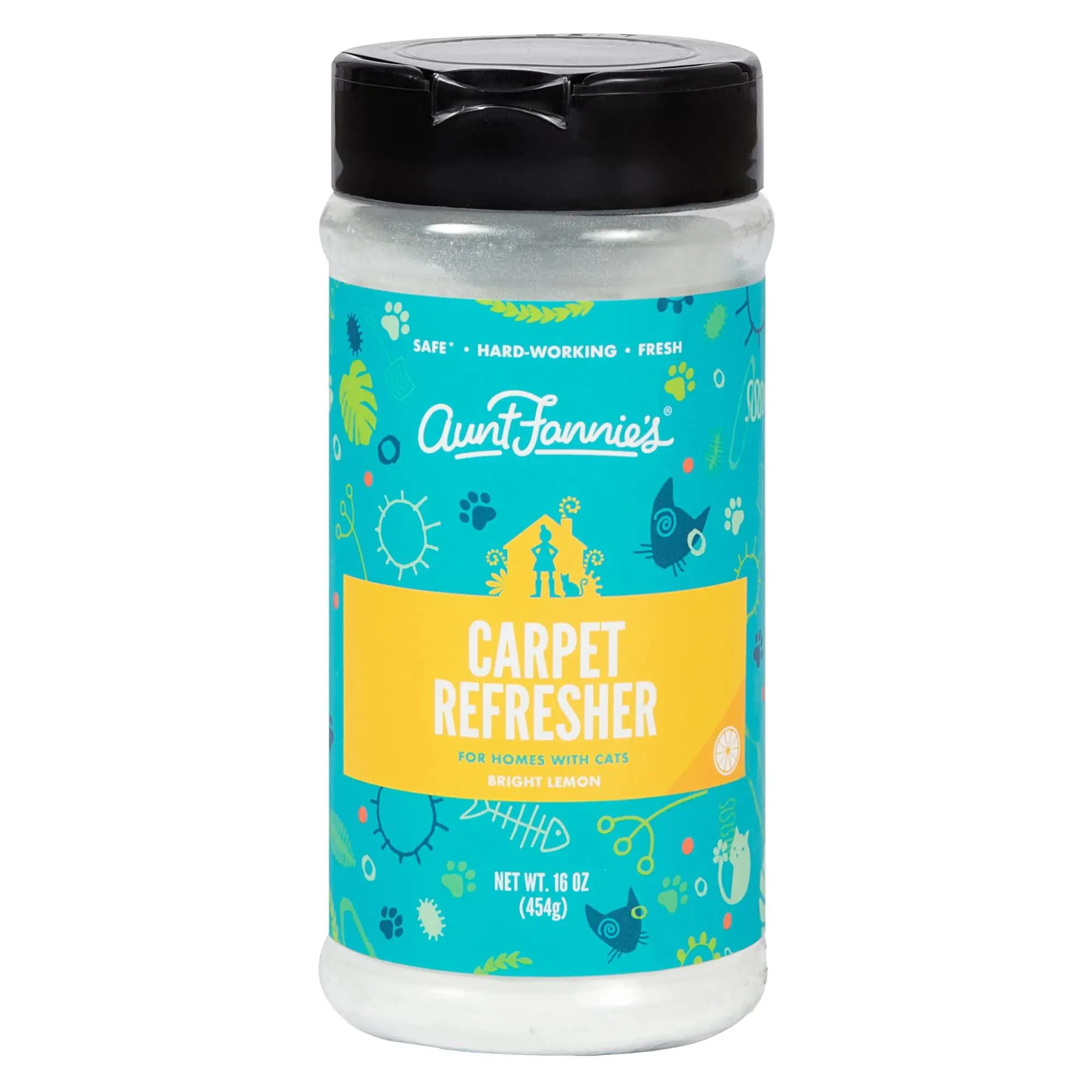 Aunt Fannie's Cat Carpet Refresher, Odor Neutralizing Powder for Homes with Cats & Kittens, Lemon Scent