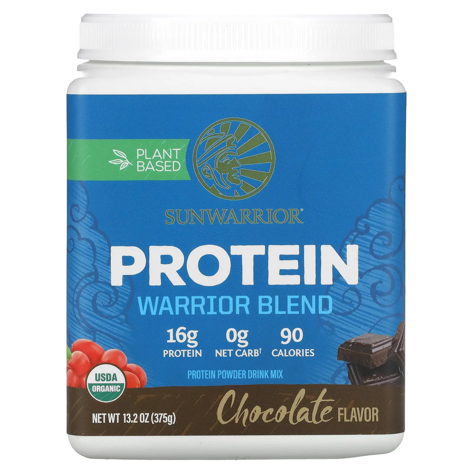 Sunwarrior Warrior Blend, Protein, Chocolate, 13.2 oz (375 g)