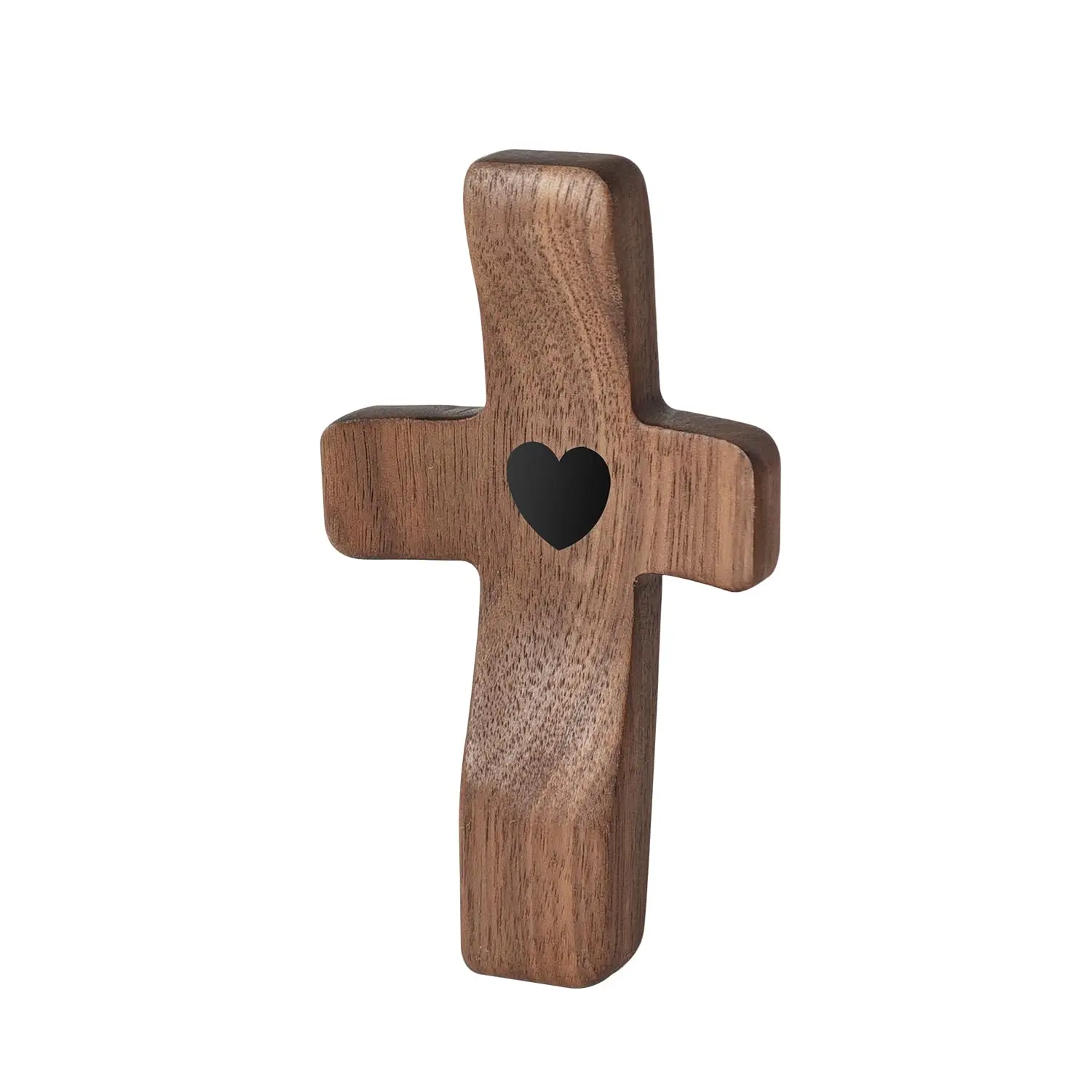 Yookin Cross My Heart | Encouragement Gift 5 inches Long Wooden Cross Fingertip Stress Relief Gifts Pocket Small Cross Christmas Gift Handheld Wooden Cross(Walnut) wooden  cross