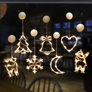 Christmas Sucker Lamp LED Lights Bell Snowman Star Holiday Window Decoration Battery Powered Hanging Lamp for Home Decor  Aruigu depot grand duchess tree Romantic Rose Petals and Candles Set Cordless Drill with Work