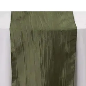 Taffeta Table Runner 12"x108" Dusty Sage Green - Accordion Crinkle Table Linen