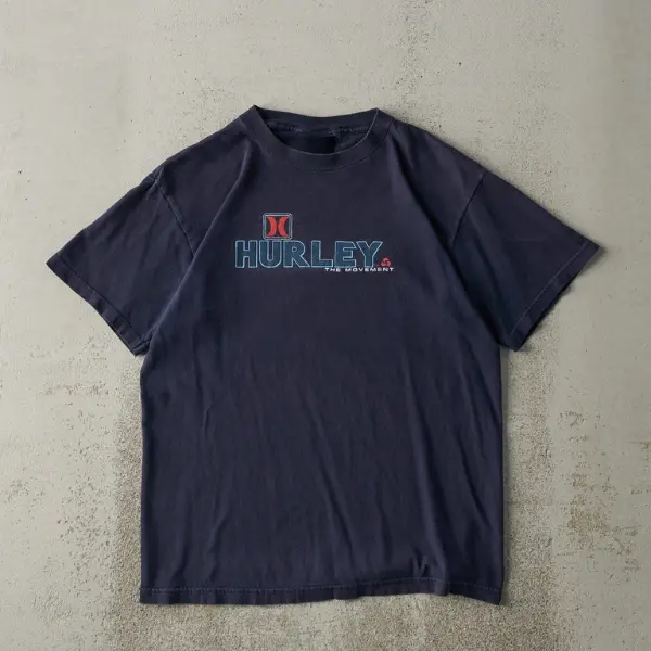 Vintage Y2K Navy Blue Hurley Logo Tee,  Casual Cotton Top for Men & Women, Great Gift for Fans, Menswear & Womenswear Classic