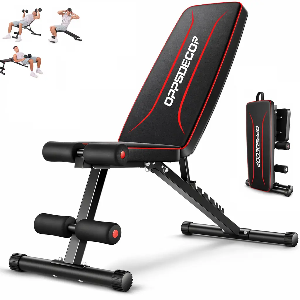OPPSDECOR Weight Bench Press, Adjustable Workout Benches for Home Gym Dumbbell Exercise, 660 LB Stable Incline Decline Bench for Full Body Workout, 3 Sec Fast Folding Strength Training Sit up Bench,summerwins,father'sdaygifts(Black,White,Pink)