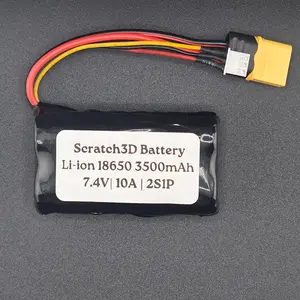 Scratch3D 7.4V 3500mAh Li-ion Battery Rechargeable BMS Protection JST-SM XT60 for RC Car Drone 2S1P High-Performance