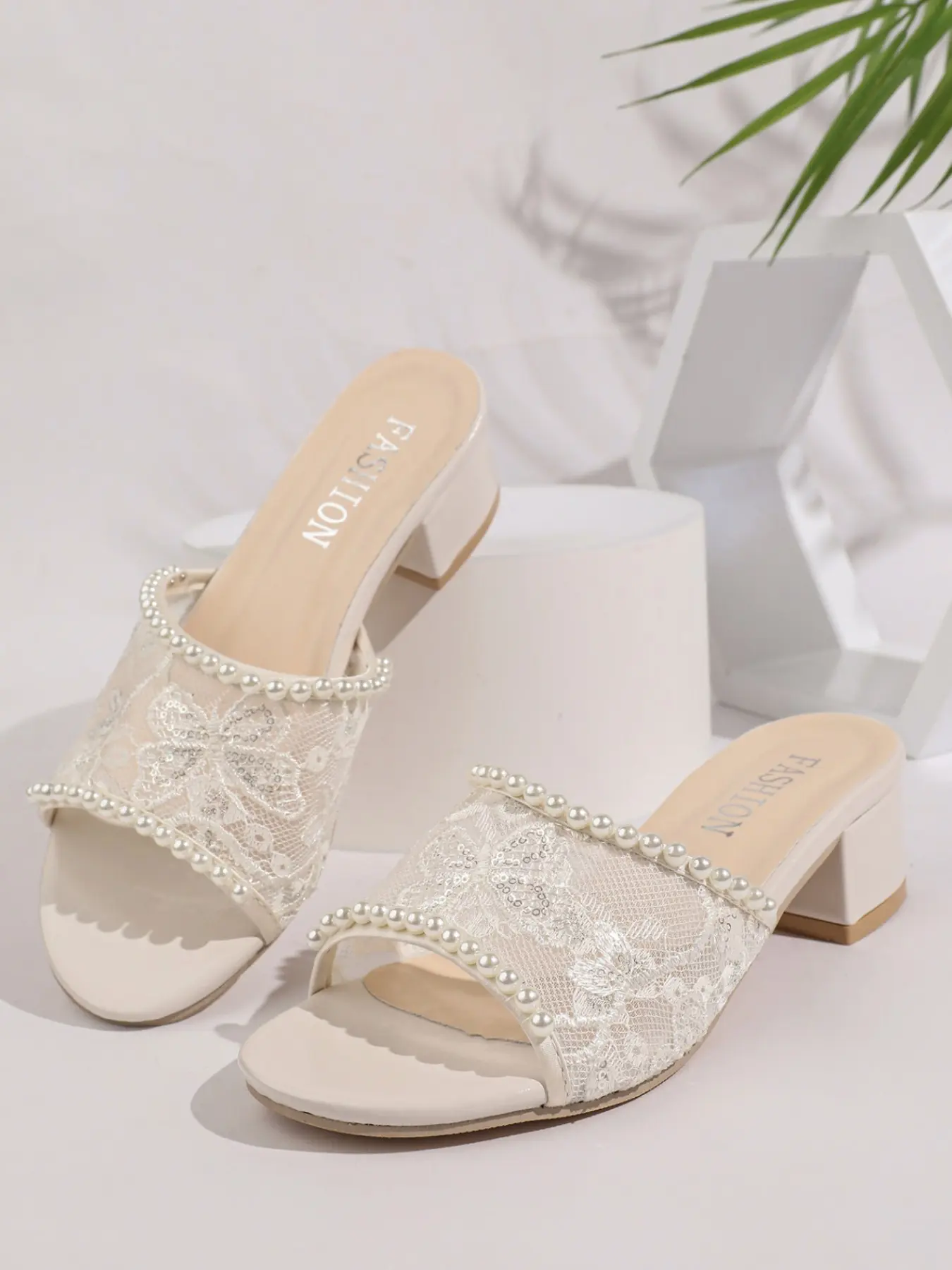 Lace Heeled Sandals, Footwear, Summer, Elegant Korean Style, Open-Toe Design, Embroidered Lace, Pearl Accents, Perfect for Daily Commute, Dates, Office Wear, Embellished sandal, Chic Summer Footwear