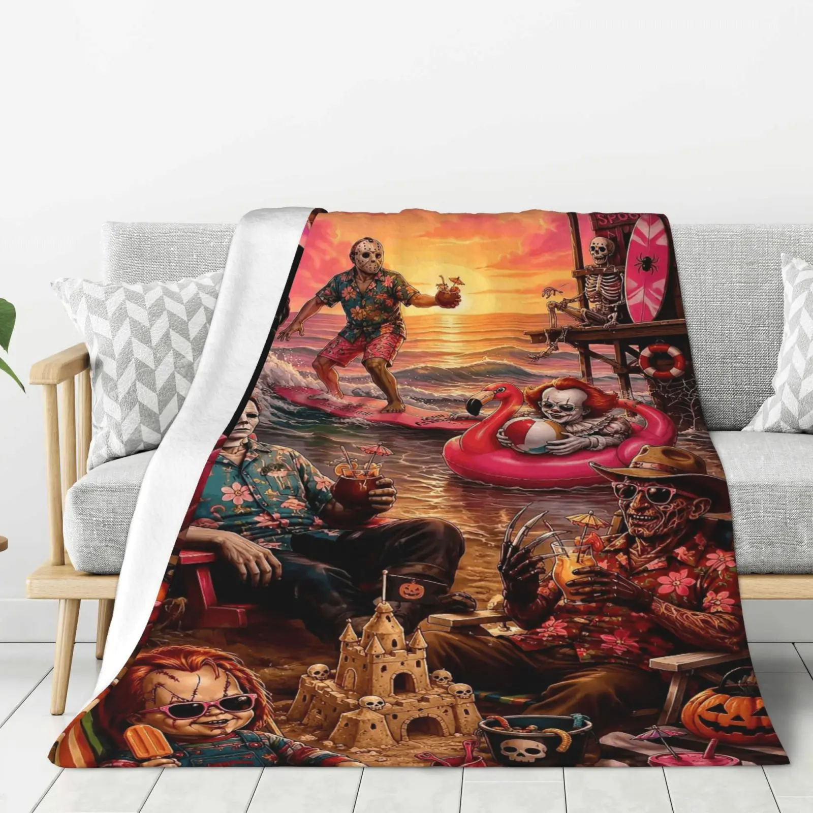 [Memorial Day Deals] Horror Movie Blanket, Halloween Blanket, Halloween Blanket, Scary Movie Blanket, Horror Blanket Gifts for Halloween, Christmas Blankets (50x60 inch)