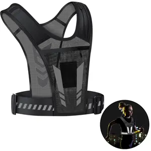 Running Hydration Vest, Reflection Water Bottle Chest Bag, Lightweight Adjust Chest Straps Water Daypack, Breathable Reflective Insulation BackPacks for Women Men Outdoor Hiking Cycling Climbing Marathon