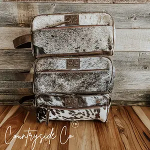 Countryside Co. Cowhide Bag Organizer, Toiletry Bag for Men and Women, Shaving Bag, Makeup Bag
