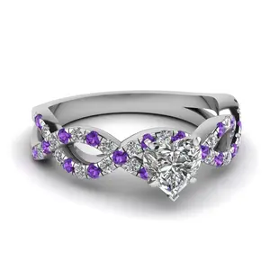 Jeulia Twist Shank Heart Cut Sterling Silver Ring Sterling Silver