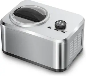 COWSAR 1.6 Quart Automatic Stainless Steels Ice Cream Maker with Built-in Compressor, No Pre-freezing, Fruit Yogurt Machine with LCD Display & Timer, Removable Ice Cream Bowl, Easy Clean