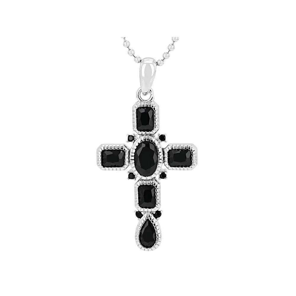 JTV Black Spinel Rhodium Plated Pendant With Chain 1.68ctw JTV Black Spinel Rhodium Plated Pendant With Chain 1.68ctw