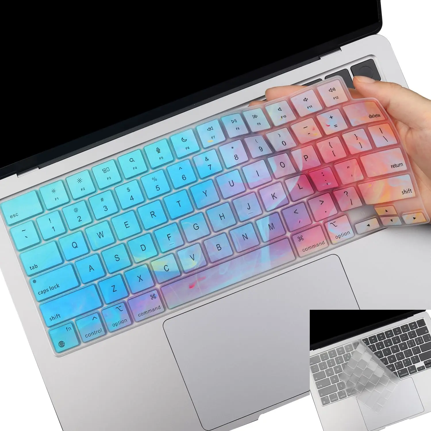 2 Pack Colorful Keyboard Cover for 2025-2023 MacBook Air 13" 15" M4 M3 M2, 2025-2021 MacBook Pro 14" 16" M4 M3 M2 M1 Pro/Max, Keyboard  for 14.2" 16.2" MacBook Pro /13.6" 15.3" MacBook Air,