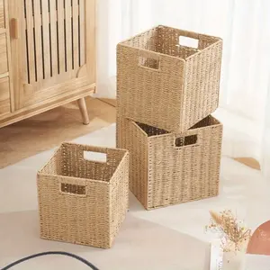 Imitation Rattan Storage Basket, Foldable Cube, Simple Dirty Clothes Storage Basket, Underwear Storage Basket, Square Toy Snack Organizer and Storage Basket, Closet Organizers and Storage, Bedroom Accessories, Home Organization, Wicker Storage Basket