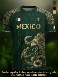 Mexico Aztec Eagle Heritage Soccer Jersey, All over Print, Fitted Casual Style for All Seasons, Unique Animal and Tribal Design, Sporty Jersey