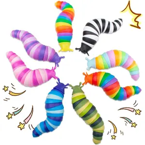 X-SRT11  8 PCS Fidget Toys Slug for Adults Anxiety Sensory Toys for Party Favors Toddler Fidget Toys Age 3-4 ADHD Autism Toys for Anxiety Stress Christmas Stocking Stuffers Gifts for Boys Girls