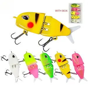 5-Pack Mini Glide Bait, Slow Sinking Multi-Jointed Hard Lure with Soft Tails & 3D Realistic Eyes, Top Water & Glide Action, Wide S Motion, Soft Rubber Fins, Pike, Swimbait Wobbler Fishing Tackle Gear for Anglers, Amazing Gifts
