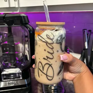 Custom Bride Glass Cup 16oz