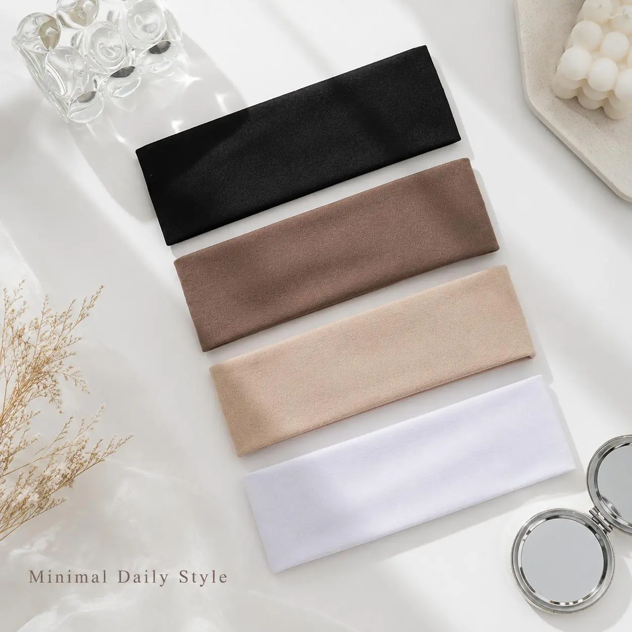 Women's Wide Elastic Headbands - Soft Breathable Stretch Fabric Hair Accessory, Non-Slip for Workout/Yoga, Flat Edge Female Everyday Hairband, Headbands For Women, One Size