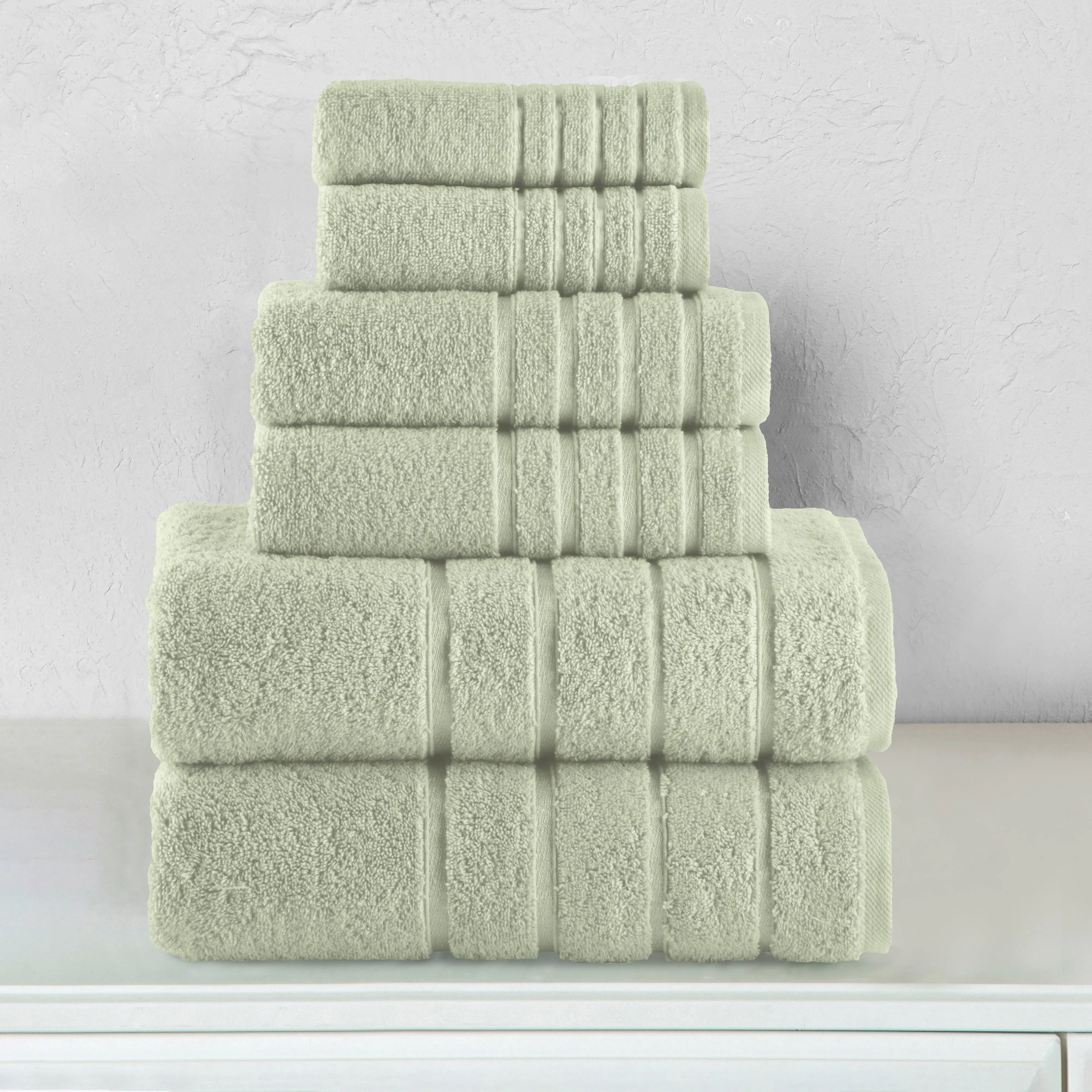 Elegant Comfort 6-Piece Turkish Cotton Towel Set – 4-Line Design, Ultra Soft & Absorbent 2 Bath Towels, 2 Hand Towels & 2 Washcloths