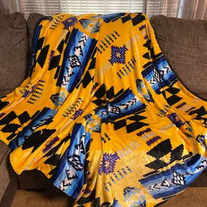 Native Sunset Yellow Full 60"x 80" Oversized Throw Single Layer Soft Plush Blanket