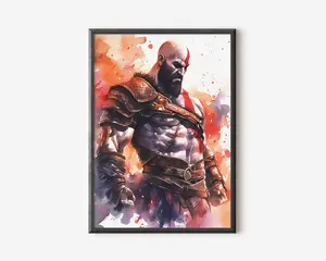 Kratos, God of War Watercolour Art Print Printable Wall Art Bedroom Decor Video Game Art