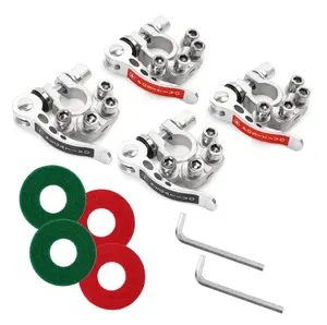 4 PcsCar Battery Terminal Connectors, 4 Way Quick Release Disconnect Battery Terminals, Positive Negative Battery Cable Ends for SAE/JIS Type A Posts, Universal for Cars, Vans, Trucks (Silver)