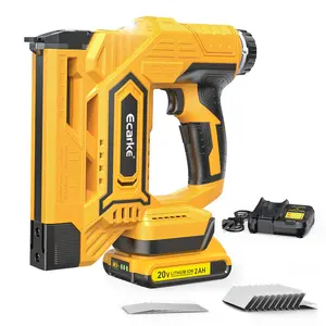 Ecarke Cordless Brad Nailer Compatible with Dewalt 20V Battery, 18 Gauge Electric Nail Gun Staple Gun with 2.0Ah Battery & Charger, 5/8 to 1-1/4 Inch 2 Modes Brushless Nail Gun with 100 Nails for Upholstery Wood