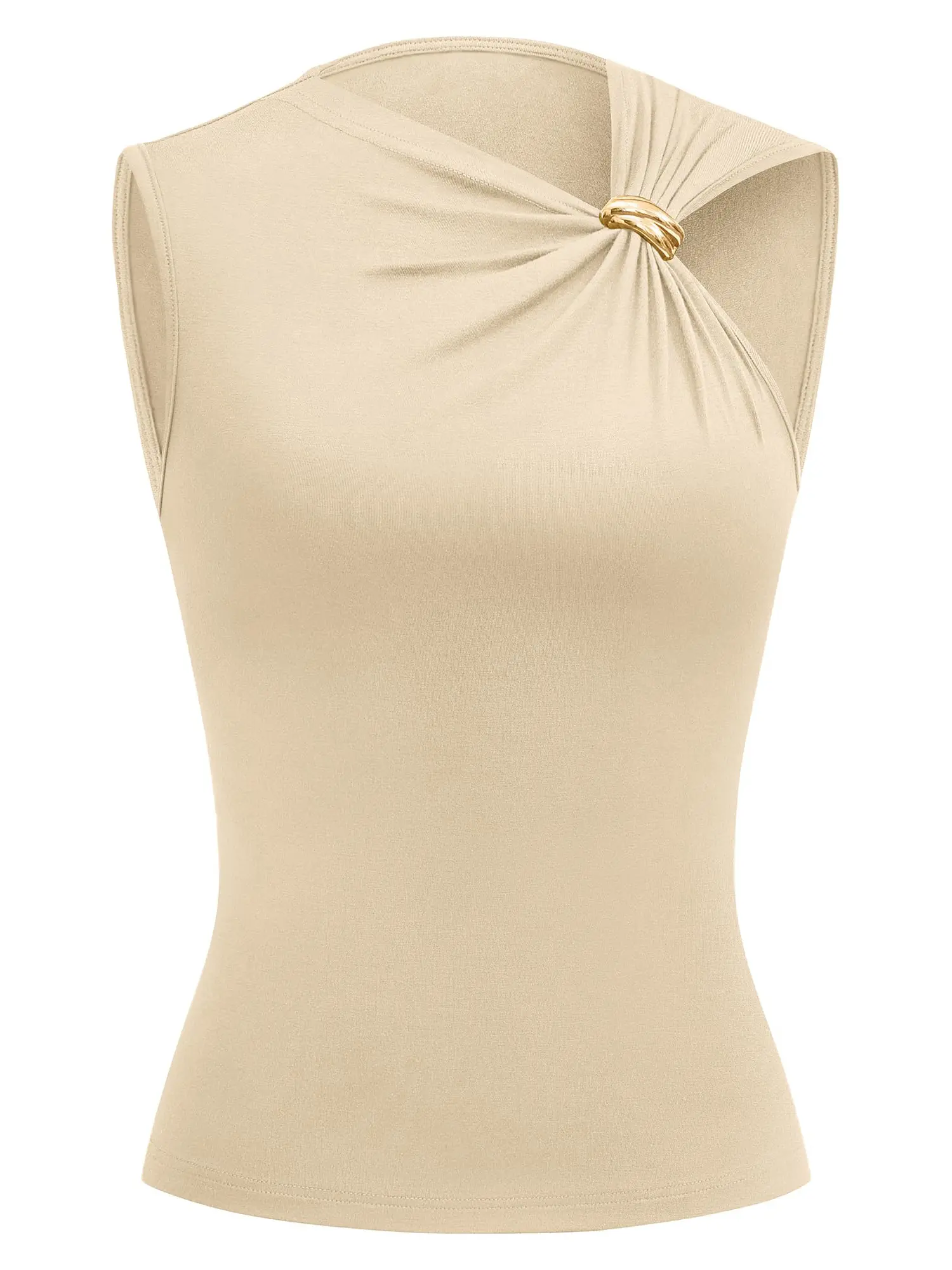 BTFBM Spring Tops for Women 2026 Asymmetrical Neck Sleeveless Going Out Summer Outfits Casual Ruched Y2k Tank Top Clothes #Clearance