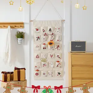 24-Pocket Christmas Advent Calendar – Wall Hanging Countdown Bag for Small Gifts, Candy, Toys & Holiday Decorations