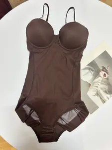 Women's Underwire Bodysuit with Built-In Bra, Adjustable Straps, High Waist, Slimming Effect, All Seasons, Regular Fit