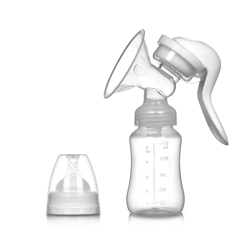Manual Breast Pump Set with Piston Pump System - Includes 150ml Bottle and Nipple, Durable Plastic, Hand Pump Included, 14+ Age Group Maternity Accessory for Breastfeeding and Milk Storage