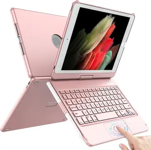Touch for iPad 9th Generation Case with Keyboard (10.2", 2021), Multi-Touch Trackpad, 360 Rotatable Protective Cover for iPad Keyboard 9th/8th/7th Gen with Pencil Holder (Rose )