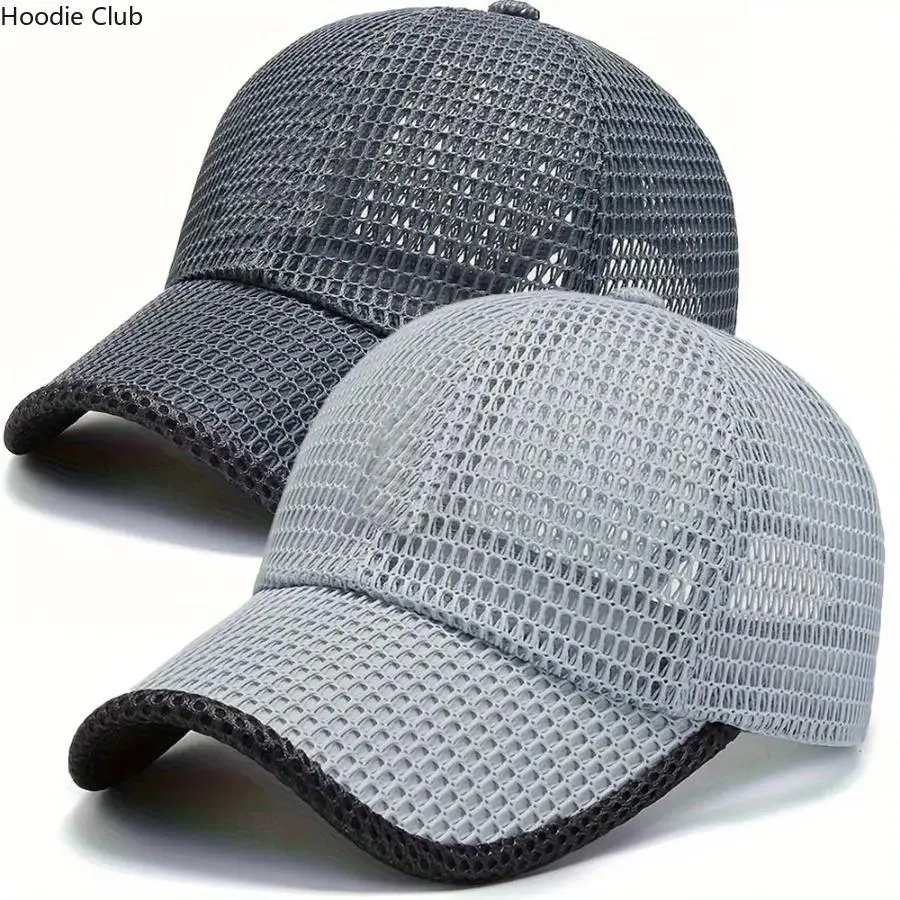 Men's 2-Pack Long Visor Baseball Caps, Lightweight Breathable Mesh Sun Protection Hat with Adjustable Fit for Fishing & Hiking, Male, One Size, Uv Protection
