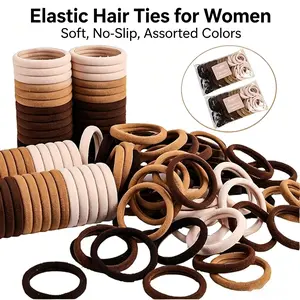 100Pcs Seamless Hair Tie Set - New Arrival, 4-Color Soft Elastic Ponytail Holders, Stretch No-Hurt Scrunchies for Thick Hair Daily Use