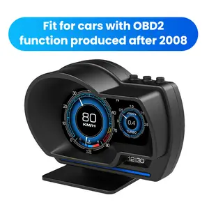 Car OBD2+GPS Head Up Digital Display for OBD2-enabled Cars (2008+) Gauge Speedometer, KM/H MPH with OBD Multifunctional LCD Ambient Light Multi-Function Display truck accessories Christmas gifts,SummerVibes