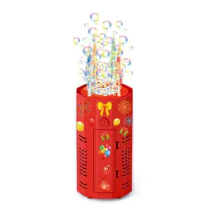 Fireworks Bubble Machine-Portable Automatic Bubble Machine with Lights and Closeable Music, Bubble Maker Toys for Kids Outside Activities Parties Wedding Christmas（Without bubble wrap and battery）