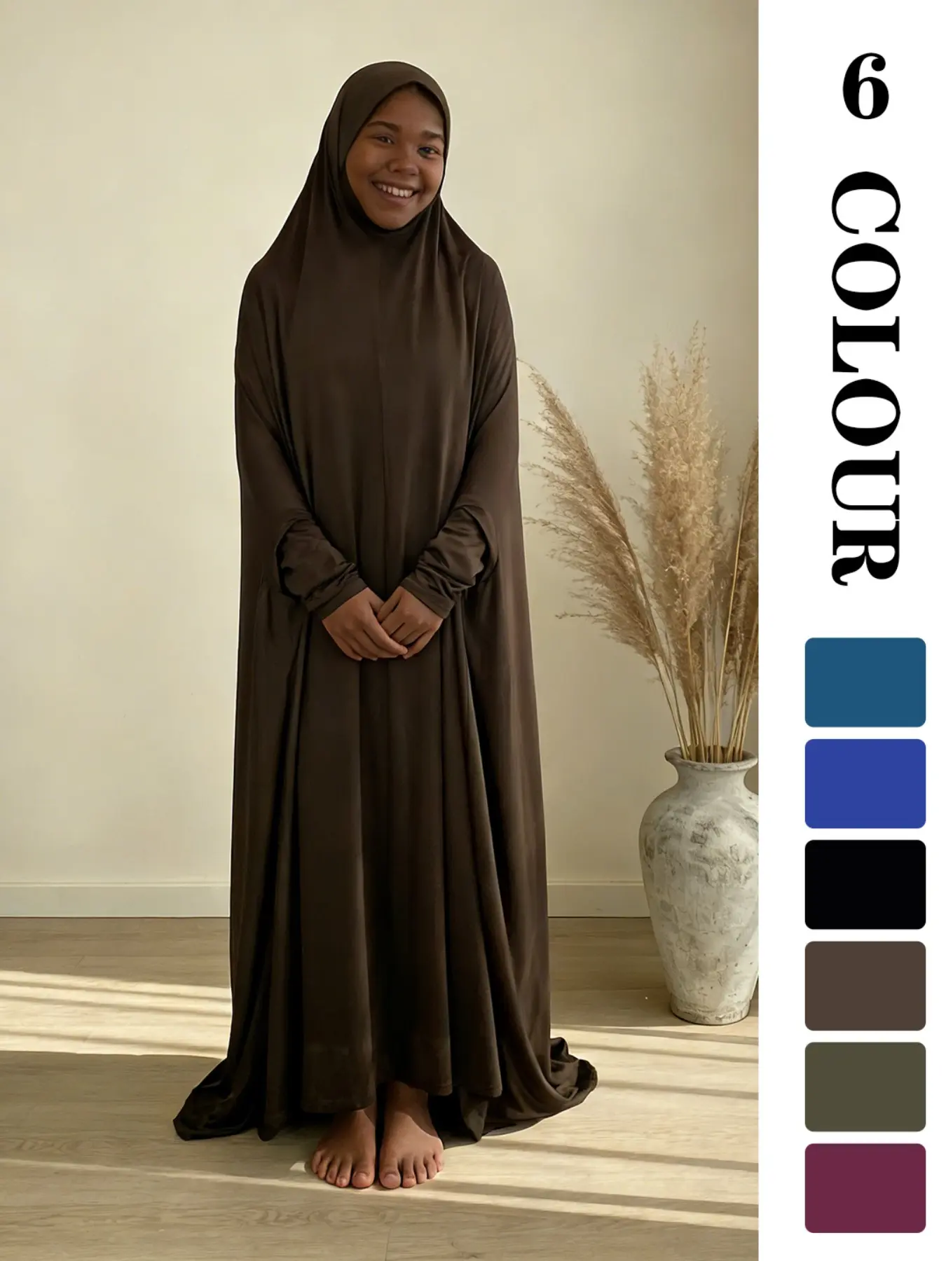 Muslim Sleepwear, Fashionable Hooded Abaya Home Wear, Muslim Clothing, 6 Colors 3 Sizes, High-Quality Fabric, Unique Charm, Solid Hooded Abaya!