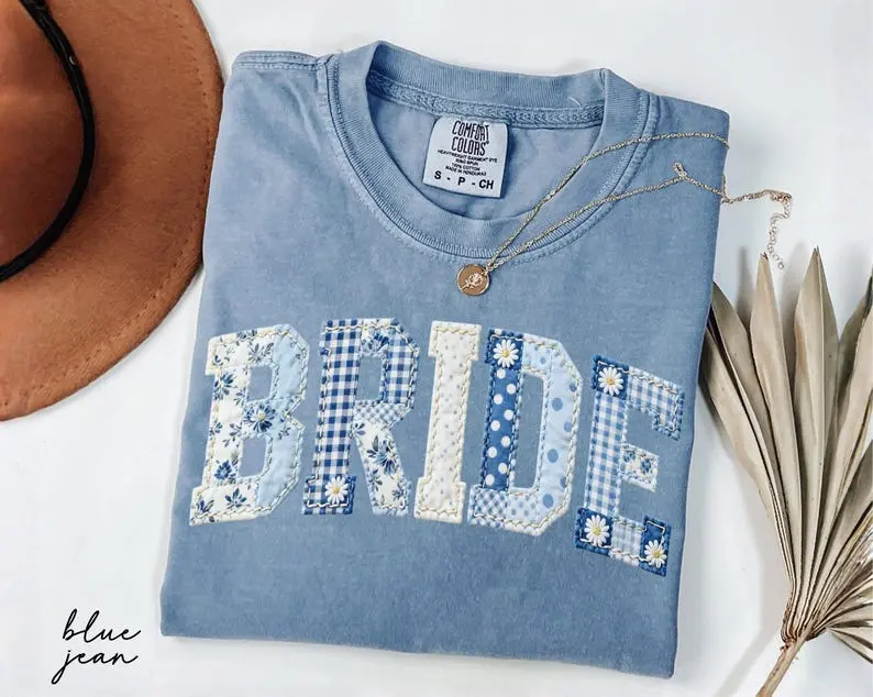 Comfort Colors Bride Shirt, Blue Toile Floral Bride Tee, Chinoiserie Bridal Shower Gifts, Future Mrs Engagement Tee, Getting Ready Outfit