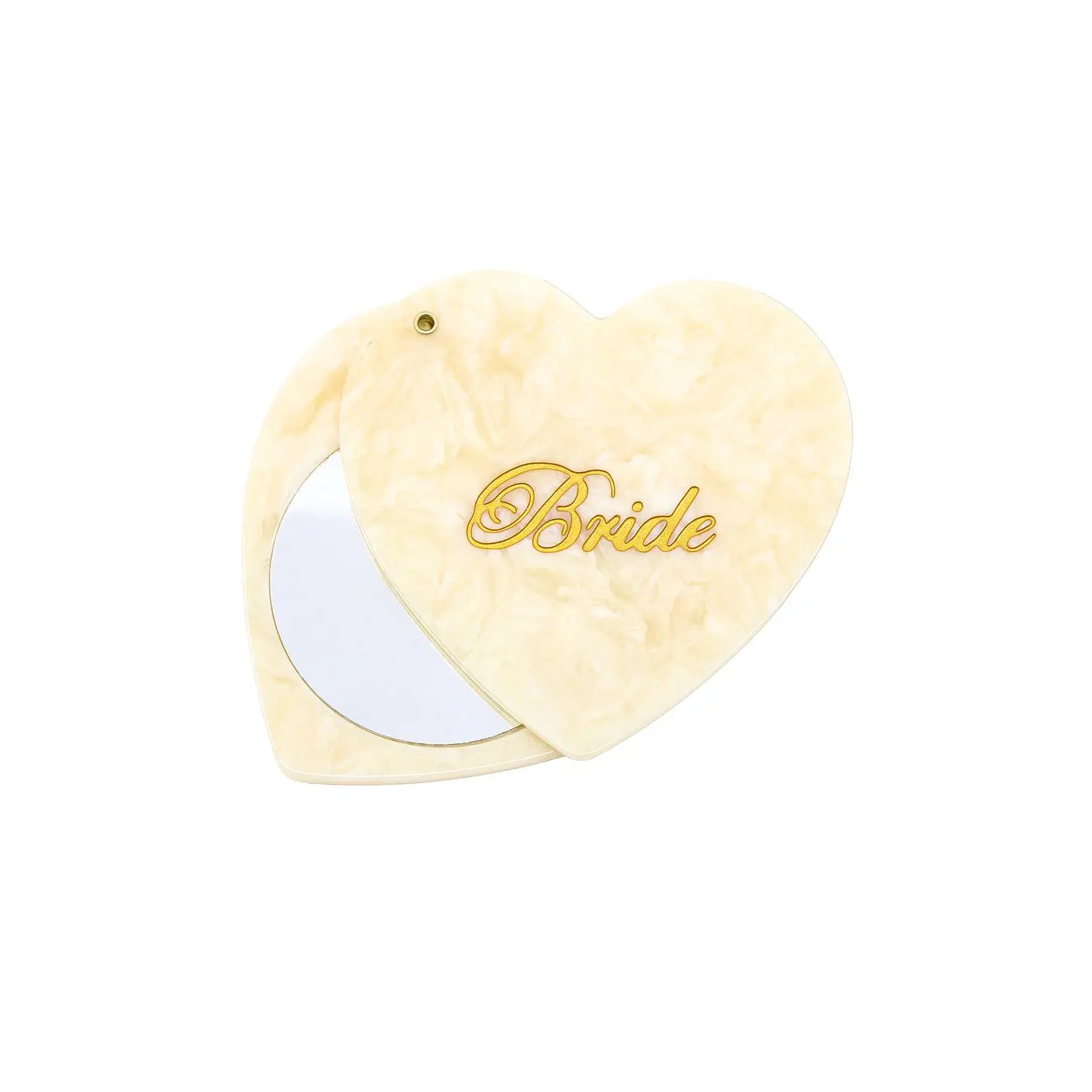 Solar Eclipse Hand-Painted Bride Compact Mirror in Cream