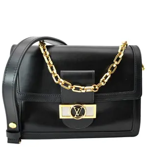 Pre-owned Louis Vuitton Leather Shoulder Bags Dauphine MM Smooth Shoulder Bag Black
