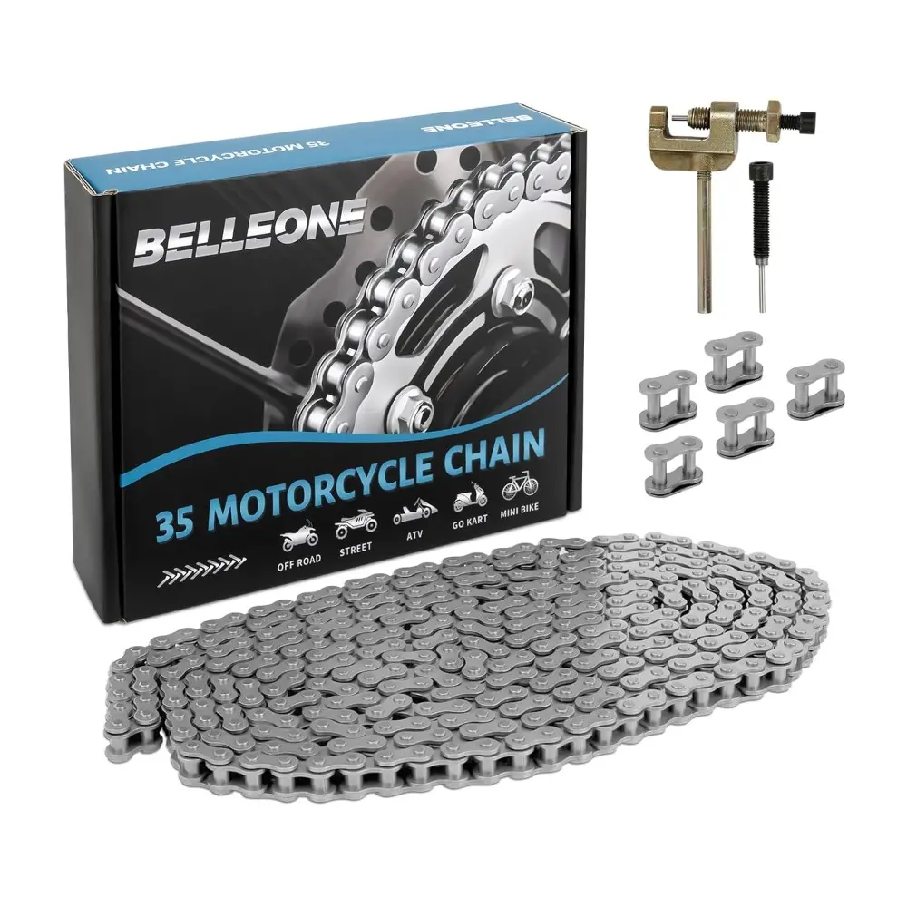 #35 Chain 10 Feet-320 Links #35 Chain with Chain Breaker & 5 Connecting Links For Go Karts,Motorcycles,Mini Bikes,Bicycles,Home,Machinery