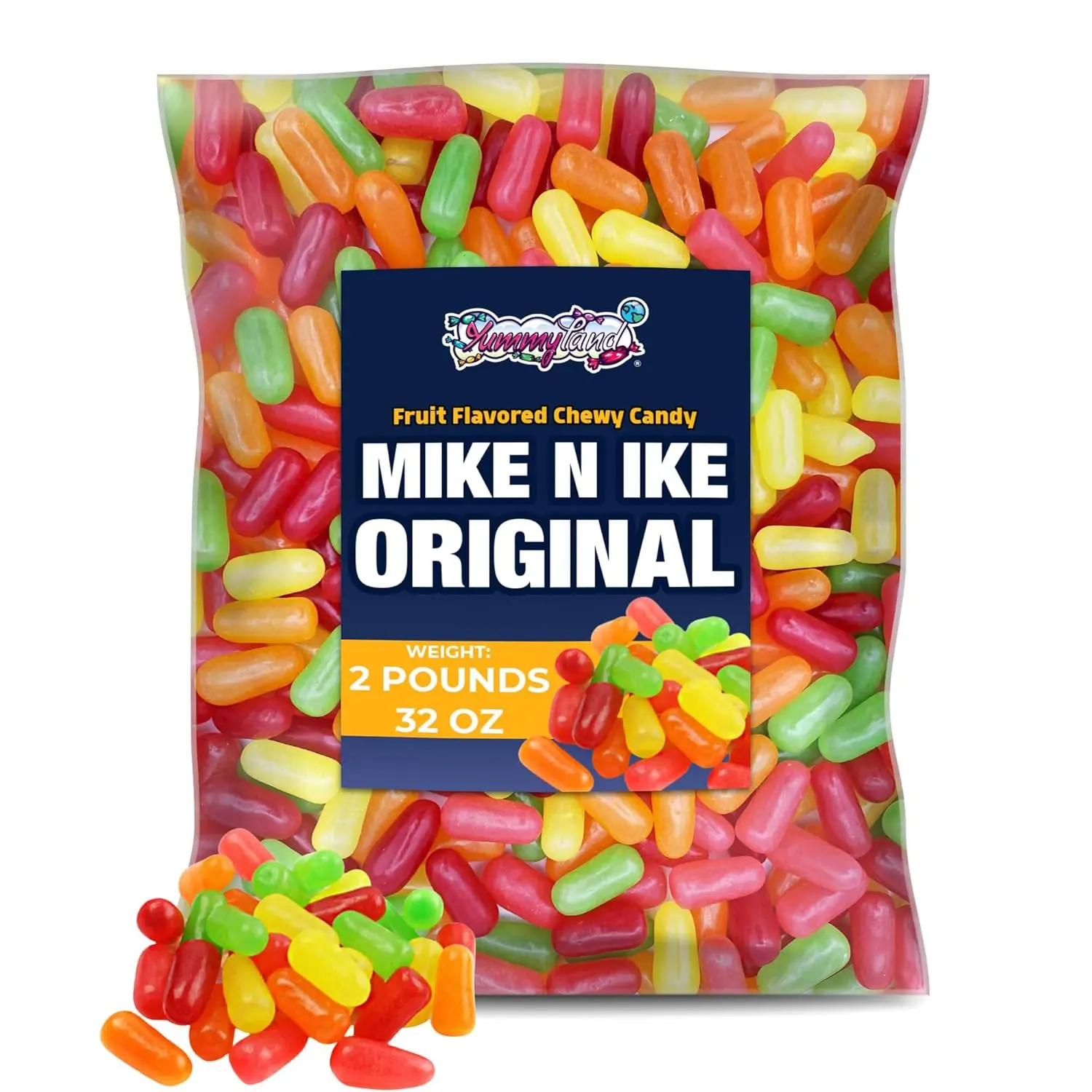 Mike n Ike Original Fruits Chewy Candy - 2 LB (32 oz), Fruity Bulk Candy for Parties, Vending Machines, Snack Stashes & Candy Buffets | Perfect for Sharing & Gifting, Bulk Candy Pack by Yummyland