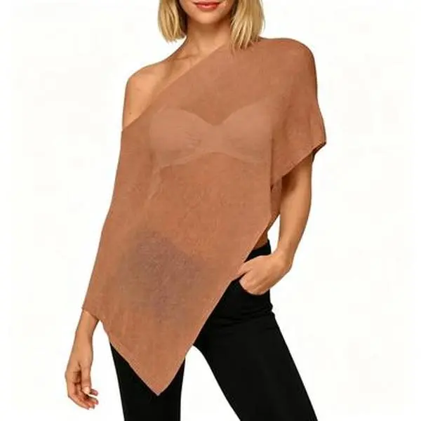 Fan Favorite Agerose Womens Sheer Poncho Top Lightweight Knit Bolero Shrug Mesh Off The Shoulder Y2K Going Out Beach Swimsuit Coverup