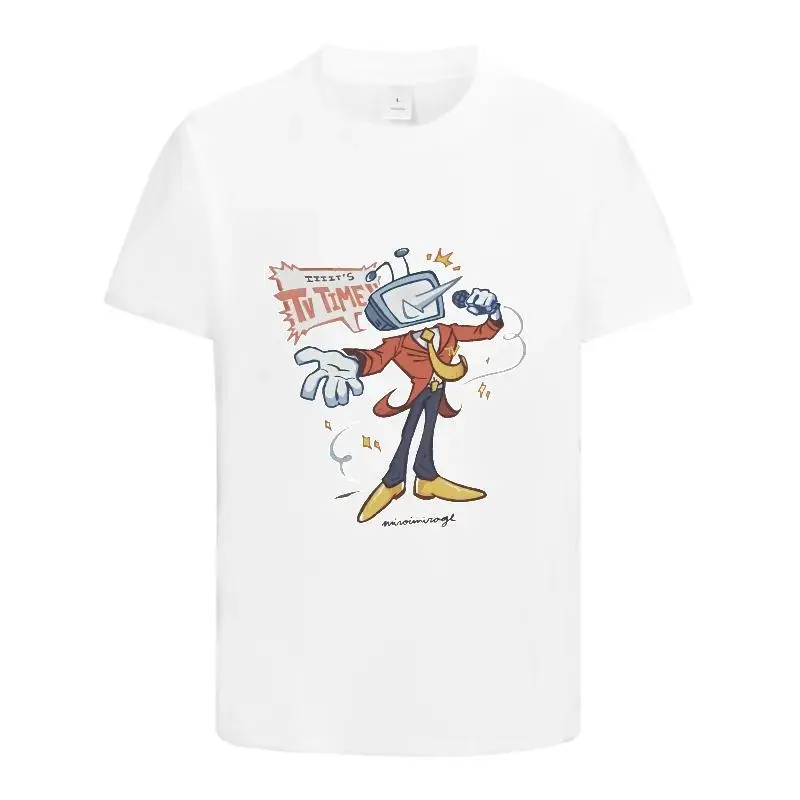 Men's Short-Sleeve BK Graphic Print Casual T-Shirt - Breathable Cotton Knit Round Neck Menswear Top, US-Origin 4-Seasons Daily Wear Tee